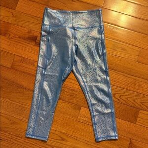 ZYIA Metallic Blue Leopard Leggings